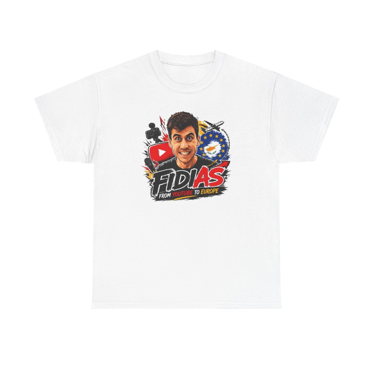 Fidias YouTuber Logo Tee | Face Graphic T-Shirt, Gaming Creator Merch Fidias