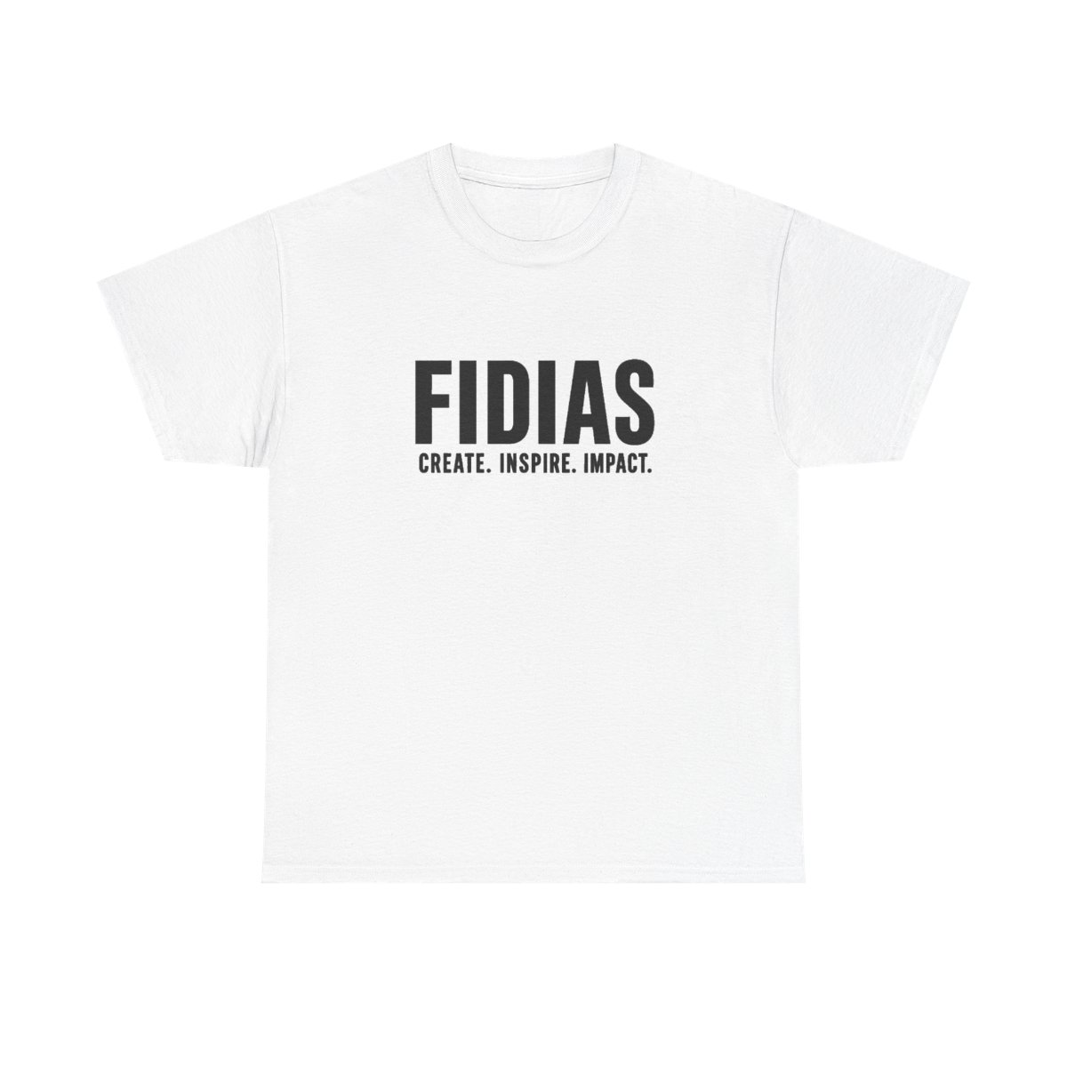 FIDIAS logo tee | Create. Inspire. Impact. slogan t-shirt