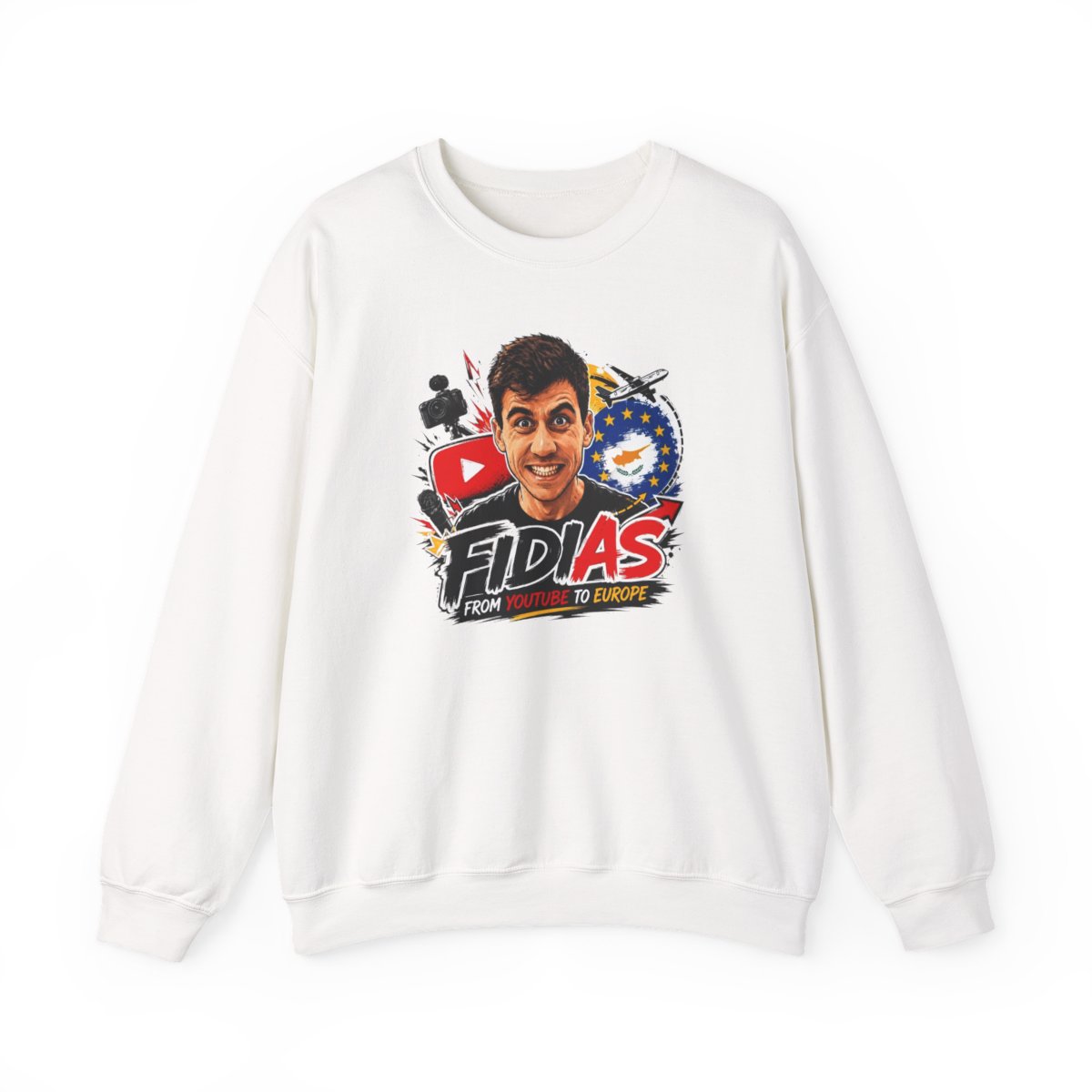 Fidias logo crewneck sweatshirt | YouTube travel graphic Fidias