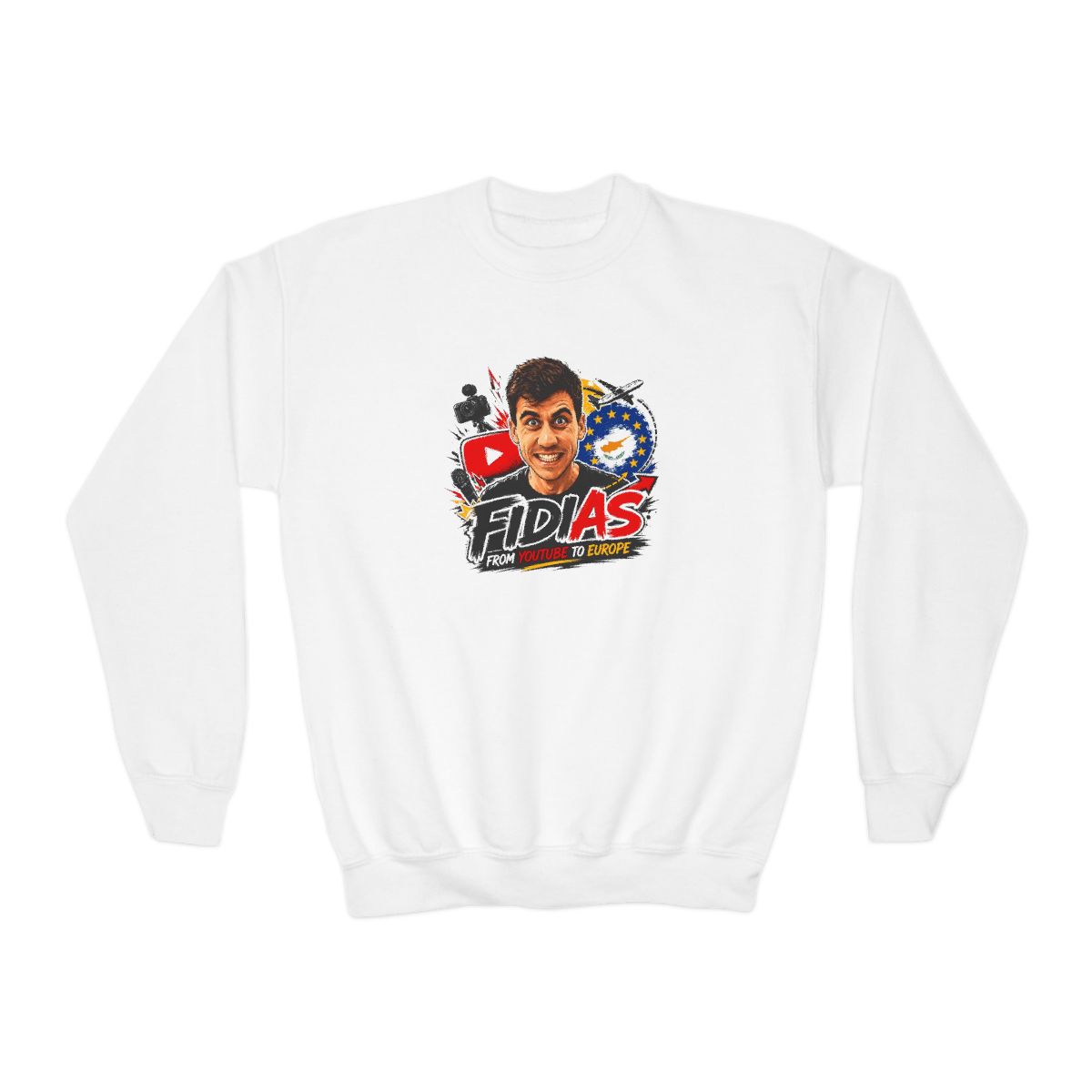 Fidias logo crewneck Kids sweatshirt | YouTube travel graphic Fidias